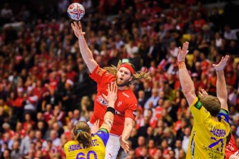 190123 Mikkel Hansen of Denmark during the IHF World Handball Championship match between Denmark and Sweden on January 23 2019 in Herning Photo Petter Arvidson BILDBYR u0081N kod PA 92213,  Copyright: PETTERxARVIDSON BB190123PA112