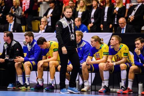 190123 Kristjan Andresson head coach of Sweden looks dejected during the IHF World Handball Championship match between Denmark and Sweden on January 23 2019 in Herning Photo Petter Arvidson BILDBYR u0081N kod PA 92213,  Copyright: PETTERxARVIDSON BB190123PA116