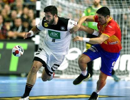 Handball World Championship 2019 Main round in Cologne Germany Spain 23 01 2019 Tim Suton Deut li in action against Djushebaev ESP HM