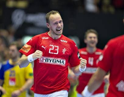 Henrik Toft Hansen of Denmark celebrates goal in the last minute during the men s IHF Handball World Championship Main Round Group 2 match between Denmark and Sweden in Herning Denmark Wednesday Jan 23 2019 Herning Jylland Denmark,  Copyright: HenningxBagger HenningxBaggerx COP105 spdk20190123-220922-L