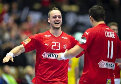 Henrik Toft Hansen of Denmark celebrates goal in the last minute during the men s IHF Handball World Championship Main Round Group 2 match between Denmark and Sweden in Herning Denmark Wednesday Jan 23 2019 Herning Jylland Denmark,  Copyright: HenningxBagger HenningxBaggerx COP105 spdk20190123-221053-L