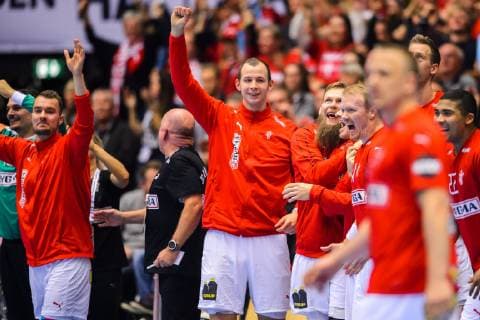 190123 Substitutes of Denmark celebrates during the IHF World Handball Championship match between Denmark and Sweden on January 23 2019 in Herning Photo Petter Arvidson BILDBYR u0081N kod PA 92213,  Copyright: PETTERxARVIDSON BB190123PA134
