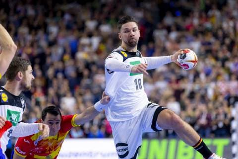 Fabian Wiede Nr 10 Germany vs Aitor Arino Bengoechea Nr 29 Spain Germany vs Spain Main Round Handball IHF Handball World Championship 23 01 19 Cologne North Rhine-Westphalia Germany Lanxess Arena Copyright: xAgentur54Gradx xFelixxKoenigx