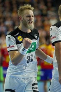 GER IHF WM 2019 Germany GER vs Spain ESP 23 01 2019 Lanxess Arena Cologne GER IHF WM 2019 Germany GER vs Spain ESP in picture picture shows Matthias Musche GER 37 is happy about his To0r goal jubilation jubilation jubilation nordphotox xMeuter nph00351