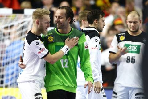 Silvio Heinevetter Germany and Matthias Musche Germany celebrate the victory Germany vs Spain IHF Men Handball World Championship 23 01 2019 Photographer Neis Eibner Germany vs Spain IHF Men Handball World Championship 23 01 2019 Cologne Copyright: xEIBNER Alexander_Neisx EP_ANS