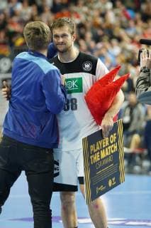 GER IHF WM 2019 Germany GER vs Spain ESP 23 01 2019 Lanxess Arena Cologne GER IHF WM 2019 Germany GER vs Spain ESP in picture picture shows player of the match Fabian Böhm Boehm GER 38 nordphotox xMeuter nph00351