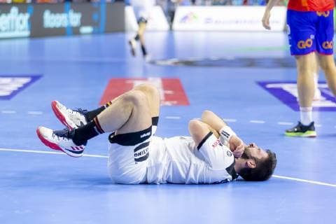 Tim Suton No 8 Germany with pain on the ground Germany vs Spain Main round Handball IHF Handball World Championship 23 01 19 Cologne North Rhine-Westphalia Germany Lanxess Arena Copyright: xAgentur54Gradx xFelixxKoenigx