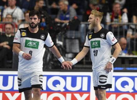 Handball World Championship 2019 Main round in Cologne Germany Spain 23 01 2019 Tim Suton li and Matthias Musche both Deut HM