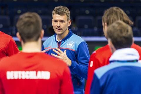 Hamburg Germany 24 January 2019 World Cup 2019 Men Semifinals Germany Press Conference Coach Christian Prokop Germany Hamburg Barclaycard Arena Germany