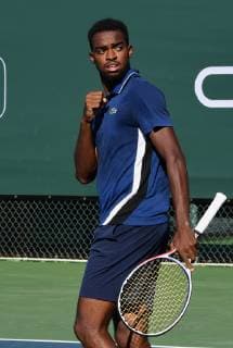 NEWPORT BEACH, CA - JANUARY 24: Darian King (BAR) reacts after winning a point in a match played during the Oracle Challenger Series, on January 24, 2019, at the Newport Beach Tennis Club in Newport Beach, CA. (Photo by John Cordes Icon Sportswire) TENNIS: JAN 24 Oracle Challenger Series Icon506190124035 EDITORIAL USE ONLY