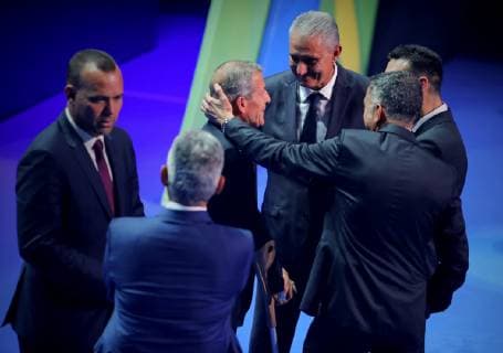 Coaches Rafael Dudamel (L), of Venezuela, Oscar Washington Tabarez (3L), of Uruguay, and Tite (3R), of Brazil, attend the Conmebol Brazil 2019 America s Cup bid, in Rio de Janeiro, Brazil, 24 January 2019. Brazil 2019 America s Cup bid !ACHTUNG: NUR REDAKTIONELLE NUTZUNG!  Copyright: xGustavoxDominguesx AME2703 20190125-636839774786425243