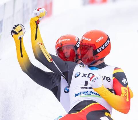 Sport Themen der Woche KW04 Sport Bilder des Tages FIL-Rennrodel-WM am 25.01.2019 in der Veltins-Eisarena in Winterberg Weltmeister im Sprint Toni Eggert und Sascha Benecken ( Deutschland ) *** FIL Luge World Championships on 25 01 2019 in the Veltins Eisarena in Winterberg World Champions in Sprint Toni Eggert and Sascha Benecken Germany xMNx