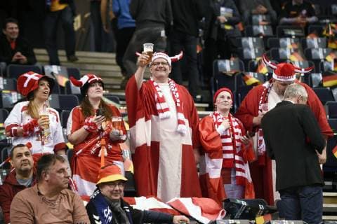 Danish fans are ready for the World Cup semi-final report Denmark France in Hamburg Germany Friday, January 25, 2019 Hamburg Germany Denmark,  Copyright: LiselottexSabroex COP102 spdk20190125-172932-L