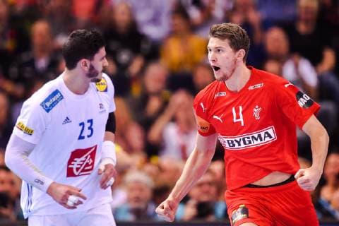 190125 Magnus Landin of Denmark celebrates during the IHF World Handball Championship match between Denmark and France on January 25 2019 in Hamburg Photo Ludvig Thunman BILDBYR u0081N kod LT 35584,  Copyright: LUDVIGxTHUNMAN BB190125LT006