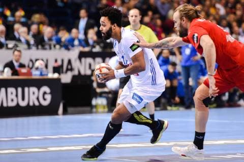 190125 Timothey Guessan of France during the IHF World Handball Championship match between Denmark and France on January 25 2019 in Hamburg Photo Ludvig Thunman BILDBYR u0081N kod LT 35584,  Copyright: LUDVIGxTHUNMAN BB190125LT007