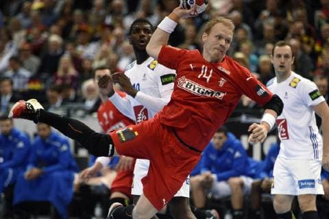 Anders Zachariassen in action World Cup semifinal between Denmark France in Hamburg Germany Friday, January 25, 2019 Hamburg Germany Denmark,  Copyright: LiselottexSabroex COP102 spdk20190125-174037-L