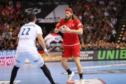 26th Mens Handball World Championship Denmark vs France 25 01 19 Mikkel Hansen Denmark 24 vs Luka Karabatic France 22 xmmkx