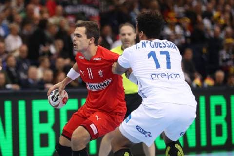 26th Mens Handball World Championship Denmark vs France 25 01 19 Rasmus Schmidt Lye Denmark 11 vs Timothey N Guessan France 17 xmmkx