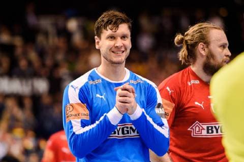 190125 Goalkeeper Niklas Landin of Denmark celebrates during the IHF World Handball Championship match between Denmark and France on January 25 2019 in Hamburg Photo Ludvig Thunman BILDBYR u0081N kod LT 35584,  Copyright: LUDVIGxTHUNMAN BB190125LT017