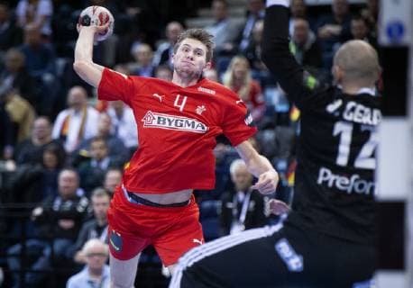 Magnus Landin of Denmark during the men s IHF Handball World Championship semifinal between Denmark France in Hamburg Germany on Friday Jan 25 2019 Hamburg Denmark,  Copyright: Scanpix LiselottexSabroex COP102 spdk20190125-181731-L