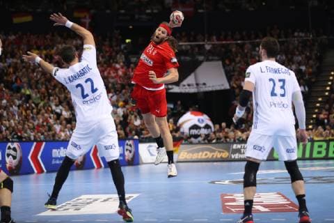 26th Mens Handball World Championship Denmark vs France 25 01 19 Mikkel Hansen Denmark 24 vs Luka Karabatic France 22 xmmkx