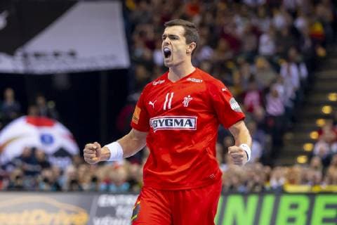 Rasmus Lauge No 11 Denmark cheers Denmark vs. France Semifinal Handball IHF Handball World Championship 25 01 19 Hamburg Hamburg Germany Barclaycard Arena Copyright: xAgentur54Gradx xFelixxKoenigx
