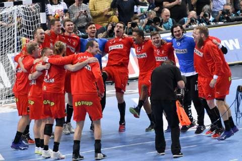 GER IHF WM 2019 Denmark DEN vs France FRA 25 01 2019 GER IHF WM 2019 Denmark DEN vs France FRA in picture the Danish team cheers about the entry into the final nordphoto xWitke nph00002