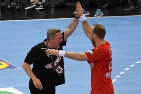 GER IHF WM 2019 Denmark DEN vs. France FRA 25 01 2019 GER IHF WM 2019 Denmark DEN vs. France FRA in picture Coach Kai Johannsen DEN cheers with his team about his entry into the final nordphoto xWitke nph00002