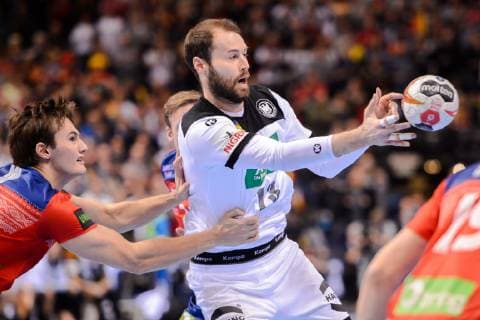 190125 Hendrik Pekeler of Germany during the IHF World Handball Championship match between Germany and Norway on January 25 2019 in Hamburg Photo Ludvig Thunman BILDBYR u0081N kod LT 35585,  Copyright: LUDVIGxTHUNMAN BB190125LT054