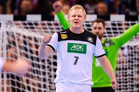190125 Patrick Wiencek and goalkeeper Andreas Wolff of Germany celebrates during the IHF World Handball Championship match between Germany and Norway on January 25 2019 in Hamburg Photo Ludvig Thunman BILDBYR u0081N kod LT 35585,  Copyright: LUDVIGxTHUNMAN BB190125LT056