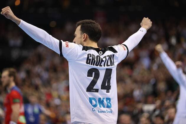 26th Mens Handball World Championship Germany vs Norway 25 01 19 Jubilee Goal celebration with Patrick Groetzki Germany 24 xmmkx