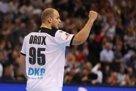 26th Mens Handball World Championship Germany vs Norway 25 01 19 Jubilee Goal celebration with Paul Drux Germany 95 xmmkx