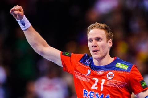 190125 Magnus Gullerud of Norway celebrates during the IHF World Handball Championship match between Germany and Norway on January 25 2019 in Hamburg Photo Ludvig Thunman BILDBYR u0081N kod LT 35585,  Copyright: LUDVIGxTHUNMAN BB190125LT063