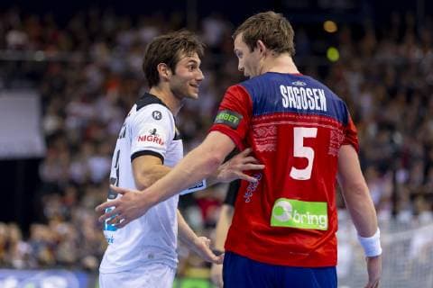 Uwe Gensheimer No 3 Germany and Sander Sagosen No 5 Norway Germany vs Norway Semifinal Handball IHF Handball World Championship 25 01 19 Hamburg Hamburg Germany Barclaycard Arena Copyright: xAgentur54Gradx xFelixxKoenigx