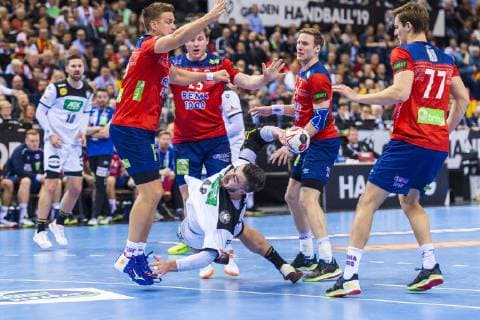 Hamburg Germany 25 January 2019 World Cup 2019 Men Semifinal Germany vs Norway Jannik Kohlbacher Germany Rhein Neckar Loewen Hamburg Barclaycard Arena Germany