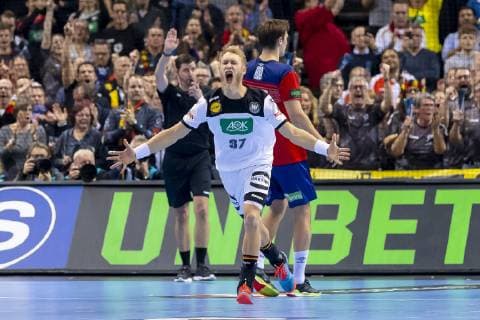 Matthias Musche No 37 Germany is happy about a goal Germany vs Norway Semifinal Handball IHF Handball World Championship 25 01 19 Hamburg Hamburg Germany Barclaycard Arena Copyright: xAgentur54Gradx xFelixxKoenigx