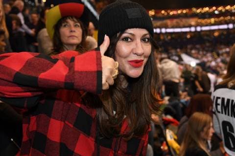 GER IHF WM 2019 Germany GER vs Norway NOR 25 01 2019 GER IHF WM 2019 Germany GER vs Norway NOR in picture Simone Thomalla actress life companion Silvio Heinevetter on the tribune nordphoto xWitke nph00002