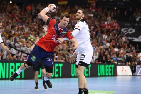 26th Mens Handball World Championship Germany vs Norway 25 01 19 Sander Sagosen Norway 05 vs Hendrik Pekeler Germany 13 xmmkx