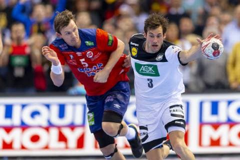 Uwe Gensheimer No 3 Germany vs. Sander Sagosen No 5 Norway Germany vs Norway Semifinal Handball IHF Handball World Championship 25 01 19 Hamburg Hamburg Germany Barclaycard Arena Copyright: xAgentur54Gradx xFelixxKoenigx