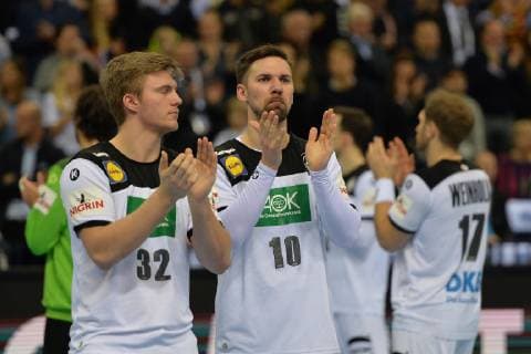 Handball Men World Championship 2019 in Germany and Denmark 2 semifinals Germany Norway Disappointment after final whistle Franz Semper Nr 32 Germany Fabian Wiede Nr 10 Germany 25 01 19 Copyright: xMichaelxHundtx xMatthiasxKochx