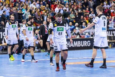 Hamburg Germany 25 January 2019 World Cup 2019 Men Semifinal Germany vs Norway Jannik Kohlbacher Germany Rhein Neckar Loewen dissatisfied disappointed disappointed down frustrated Hamburg Barclaycard Arena Germany