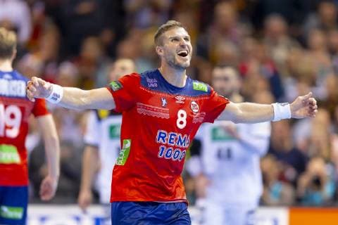 Bjarte Myrhol No 8 Norway is happy Germany vs Norway Semifinal Handball IHF Handball World Championship 25 01 19 Hamburg Hamburg Germany Barclaycard Arena Copyright: xAgentur54Gradx xFelixxKoenigx