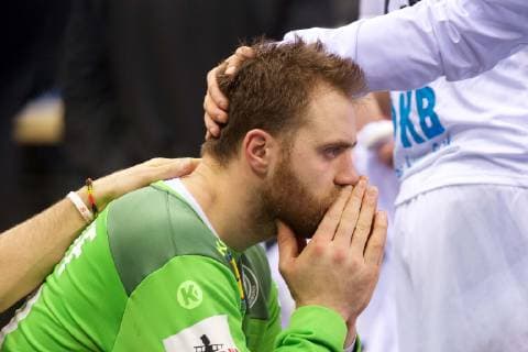 Handball Hamburg 25 01 2019 Mens World Championship 2019 Mens World Championship Germany Semifinals GER Norway NOR Andreas Wolff Germany TW No 33 knocked down