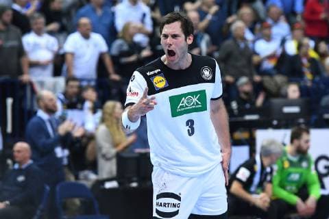 Handball WM Semifinal Germany Norway on 25 01 2019 at the Barclaycard Arena in Hamburg Uwe Gensheimer Germany screams xRx