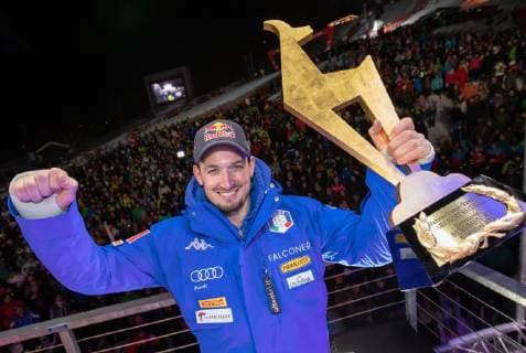 25 01 2019 Streif Kitzbuehel AUT FIS World Cup Alpine Ski Downhill Mens Downhill Mens Award Ceremony in picture Dominik Paris ITA 1 place race winner Dominik Paris of Italy during the winner Ceremony for the men s Downhill of FIS Ski Alpine World Cup at the Streif in Kitzbuehel Austria on 2019 01 25 Kitzbuehel  EX_GRO