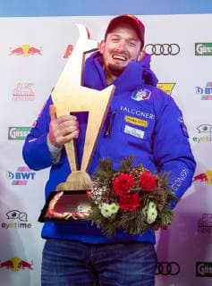 25 01 2019 Streif Kitzbuehel AUT FIS World Cup Alpine Ski Downhill Mens Downhill Mens Award Ceremony in picture Dominik Paris ITA 1 place race winner Dominik Paris of Italy during the winner Ceremony for the men s Downhill of FIS Ski Alpine World Cup at the Streif in Kitzbuehel Austria on 2019 01 25 Kitzbuehel  EX_GRO
