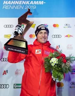 25 01 2019 Streif Kitzbuehel AUT FIS World Cup Ski Alpine Downhill Mens Downhill Otmar Striedinger AUT 3 place third placed Otmar Striedinger of Austria during the winner Ceremony for the men s Downhill of FIS Ski Alpine World Cup at the Streif in Kitzbuehel Austria on 2019 01 25 Kitzbuehel  EX_GRO