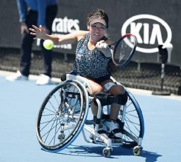 Tennis: Kamiji at Australian Open Yui Kamiji of Japan plays against Diede De Groot of the Netherlands in the women s wheelchair tennis singles final at the Australian Open tournament in Melbourne on Jan. 26, 2019. De Groot won 6-0, 6-2. 