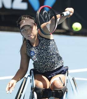 Tennis: Kamiji at Australian Open Yui Kamiji of Japan plays against Diede De Groot of the Netherlands in the women s wheelchair tennis singles final at the Australian Open tournament in Melbourne on Jan. 26, 2019. De Groot won 6-0, 6-2. 