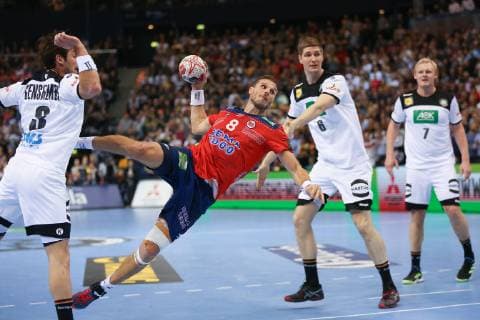Bjarte Myrhol Norway 8 Uwe Gensheimer Germany 3 Finn Lemke Germany 6 Partick Wiencek Germany 7 Germany Norway Handball WM 2019 Hamburg Copyright: xEIBNER rrzx ep_rrz